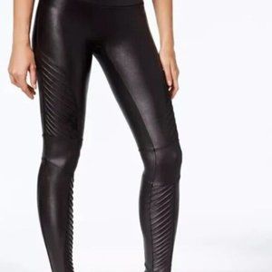 Spanx Faux Leather Moto Leggings Medium Black Stretch Shaping Slimming NEW